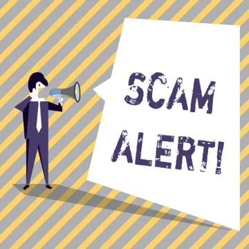 Writing note showing Scam Alert. Business photo showcasing Safety warning to Stock Illustration