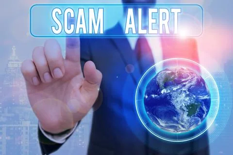 Writing note showing Scam Alert. Business photo showcasing fraudulently obtain 库存照片
