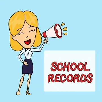 Writing note showing School Records. Business photo showcasing Information that 스톡 일러스트