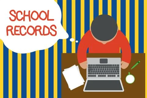 Writing note showing School Records. Business photo showcasing Information that Stock Illustration