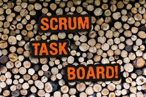 Writing note showing Scrum Task Board. Business photo showcasing visual display Foto stock