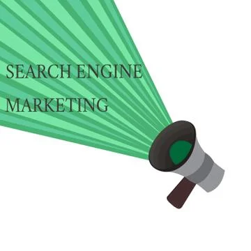 Writing note showing Search Engine Marketing. Business photo showcasing promo Stock Illustration