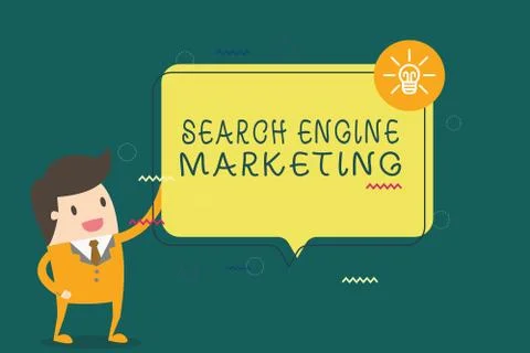Writing note showing Search Engine Marketing. Business photo showcasing promote Stock Illustration