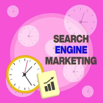 Writing note showing Search Engine Marketing. Business photo showcasing promote Stock Illustration