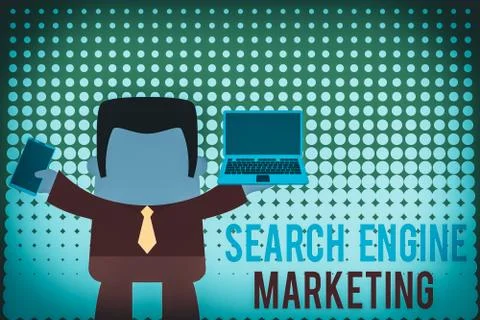 Writing note showing Search Engine Marketing. Business photo showcasing promote Stock-Illustration