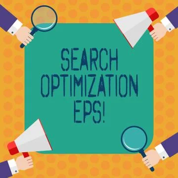 Writing note showing Search Optimization Eps. Business photo showcasing process Illustrazione stock
