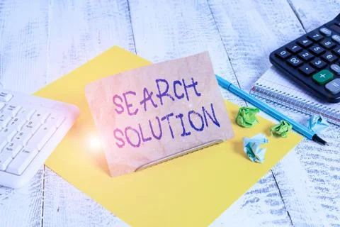 Writing note showing Search Solution. Business photo showcasing an action or Stock Photos