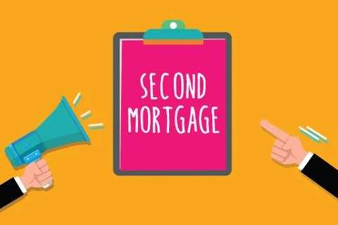 Writing note showing Second Mortgage. Business photo showcasing lien on property Ilustración de archivo
