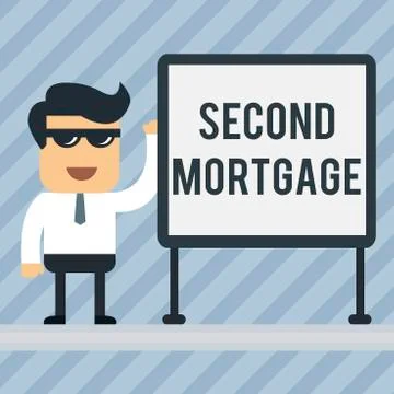 Writing note showing Second Mortgage. Business photo showcasing lien on property Ilustración de archivo
