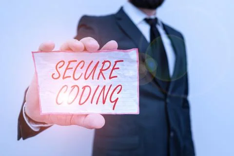 Writing note showing Secure Coding. Business photo showcasing Applied to avoid Foto stock