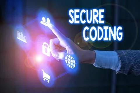 Writing note showing Secure Coding. Business photo showcasing Applied to avoid Foto stock