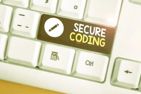 Writing note showing Secure Coding. Business photo showcasing Applied to avoid Stock Photos