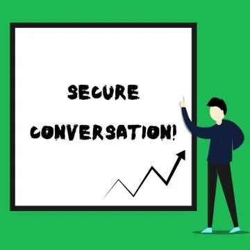 Writing note showing Secure Conversation. Business photo showcasing Secured Ilustración de archivo