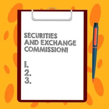 Writing note showing Securities And Exchange Commission. Business photo 스톡 일러스트