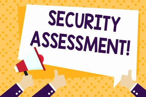 Writing note showing Security Assessment. Business photo showcasing study to Stock Illustration