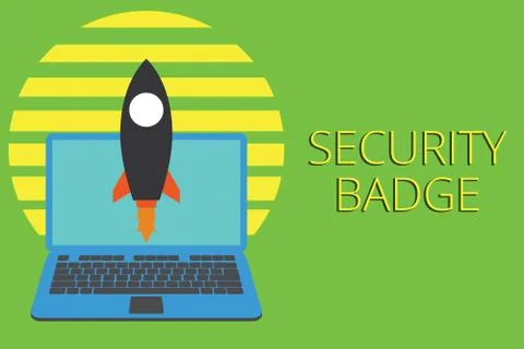 Writing note showing Security Badge. Business photo showcasing Credential used Illustrazione stock