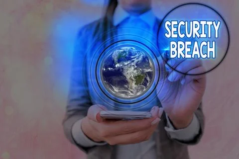 Writing note showing Security Breach. Business photo showcasing incident that 库存照片