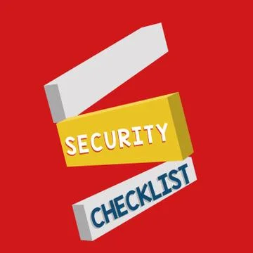 Writing note showing Security Checklist. Business photo showcasing Protection Stock Illustration