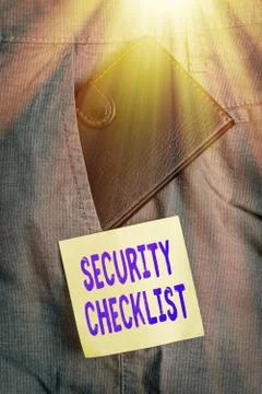 Writing note showing Security Checklist. Business photo showcasing Protection of Stock Photos