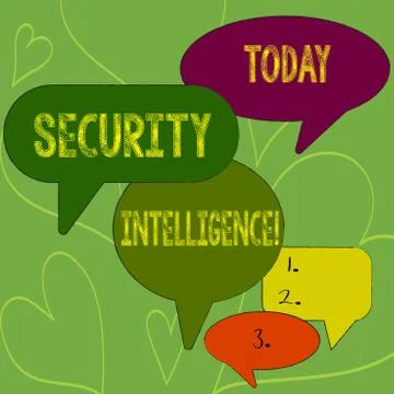 Writing note showing Security Intelligence. Business photo showcasing protecting Stock Illustration