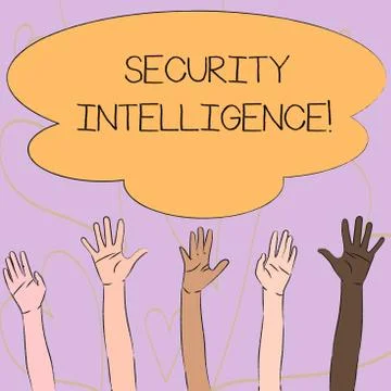 Writing note showing Security Intelligence. Business photo showcasing protecting Stock Illustration