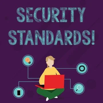Writing note showing Security Standards. Business photo showcasing the scope of Stock Illustration