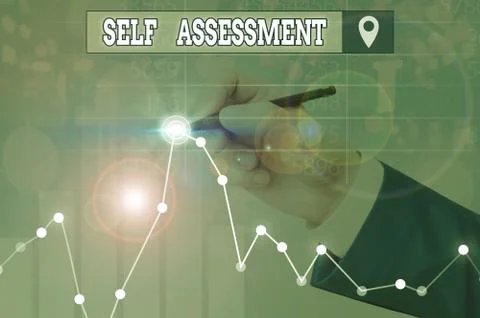 Writing note showing Self Assessment. Business photo showcasing evaluation of Stock Photos