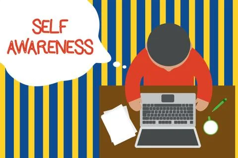 Writing note showing Self Awareness. Business photo showcasing Consciousness of Stock Illustration