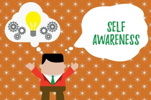 Writing note showing Self Awareness. Business photo showcasing Consciousness of Stock Illustration