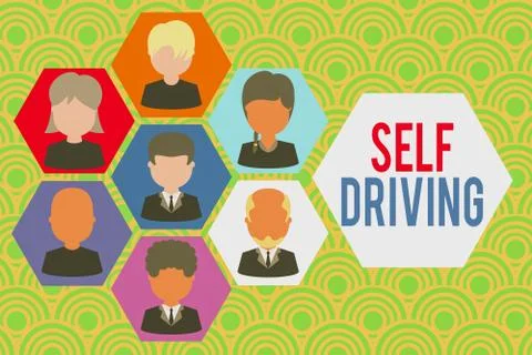 Writing note showing Self Driving. Business photo showcasing Autonomous vehicle イラスト素材