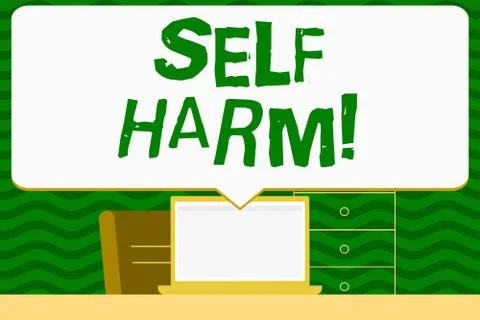 Writing note showing Self Harm. Business photo showcasing deliberate injury Illustrazione stock