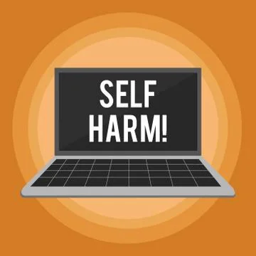 Writing note showing Self Harm. Business photo showcasing deliberate injury Illustrazione stock