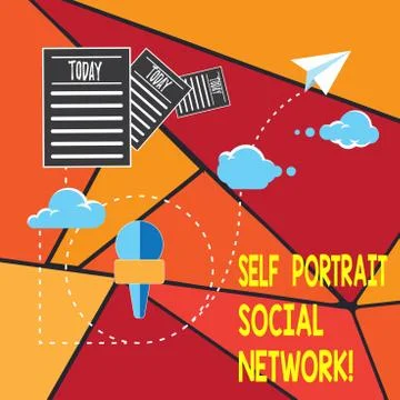 Writing note showing Self Portrait Social Network. Business photo showcasing Stock Illustration