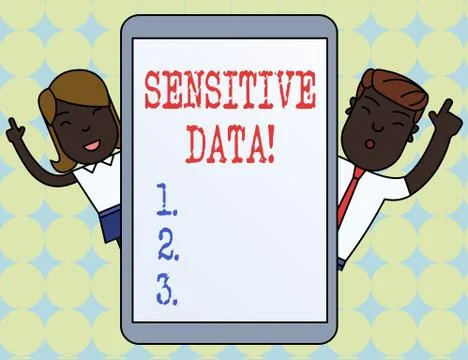 Writing note showing Sensitive Data. Business photo showcasing information that 스톡 일러스트