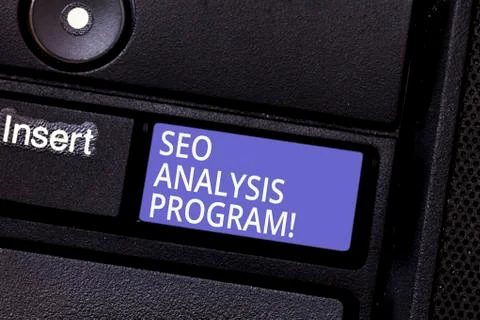Writing note showing Seo Analysis Program. Business photo showcasing A tool to Stock Photos
