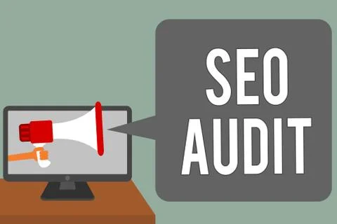 Writing note showing Seo Audit. Business photo showcasing Search Engine Stock Illustration