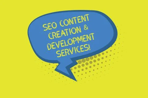 Writing note showing Seo Content Creation And Development Services. Business Stock Illustration