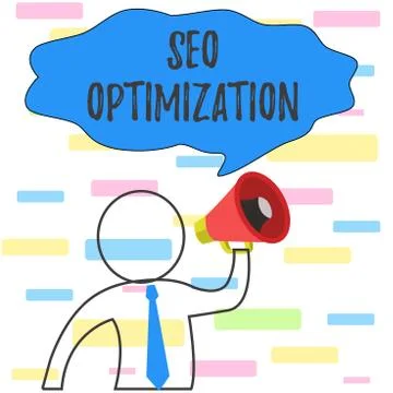 Writing note showing Seo Optimization. Business photo showcasing process of Stock Illustration
