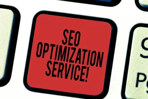 Writing note showing Seo Optimization Service. Business photo showcasing Aim to 스톡 사진