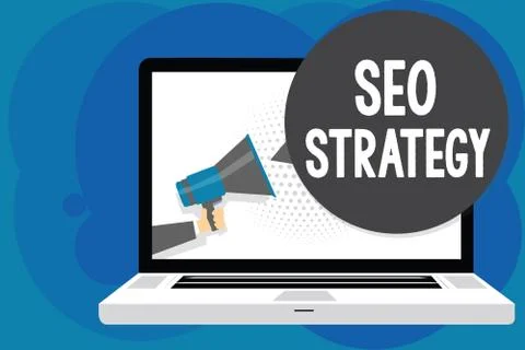 Writing note showing Seo Strategy. Business photo showcasing Techniques and 스톡 일러스트
