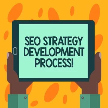 Writing note showing Seo Strategy Development Process. Business photo showcasing Stock Illustration