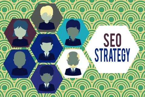 Writing note showing Seo Strategy. Business photo showcasing Techniques and Illustrazione stock
