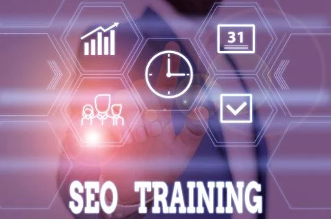 Writing note showing Seo Training. Business photo showcasing learn specific Fotos de archivo