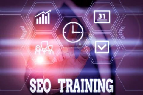 Writing note showing Seo Training. Business photo showcasing learn specific Foto stock