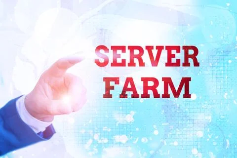 Writing note showing Server Farm. Business photo showcasing a group of computers 스톡 사진