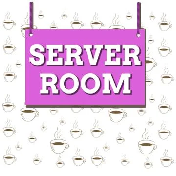 Writing note showing Server Room. Business photo showcasing a room used to store Stock Illustration