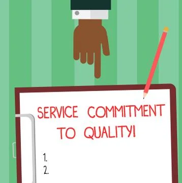 Writing note showing Service Commitment To Quality. Business photo showcasing Illustrazione stock