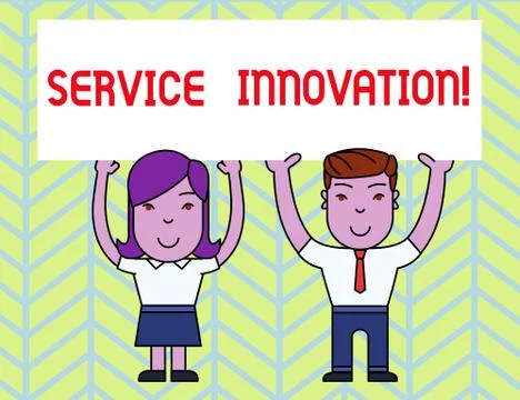 Writing note showing Service Innovation. Business photo showcasing Improved Stock Illustration
