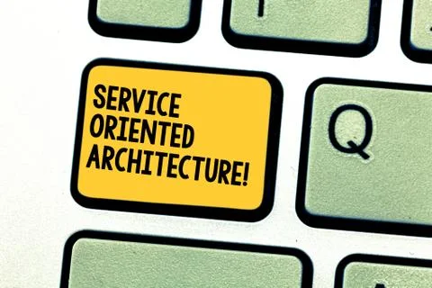 Writing note showing Service Oriented Architecture. Business photo showcasing Stock Photos