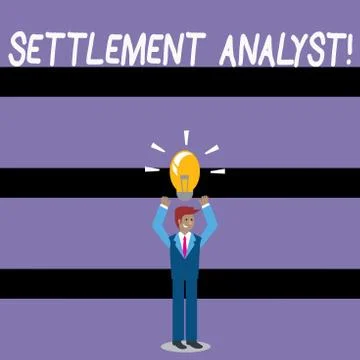 Writing note showing Settlement Analyst. Business photo showcasing Negotiate 스톡 일러스트